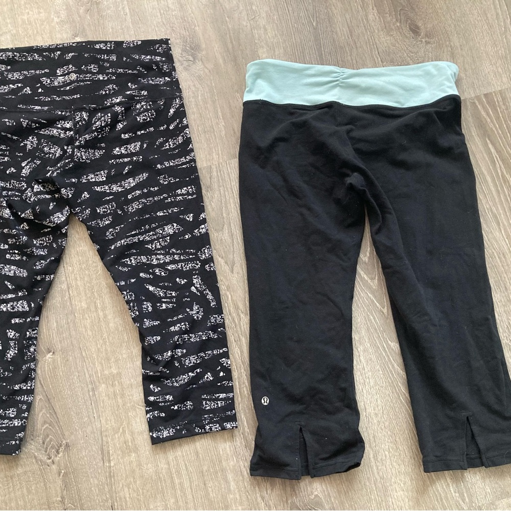 Lululemon Athletica Black and Patterned Capris, size 10